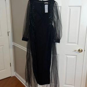 Black sequin and tulle gown